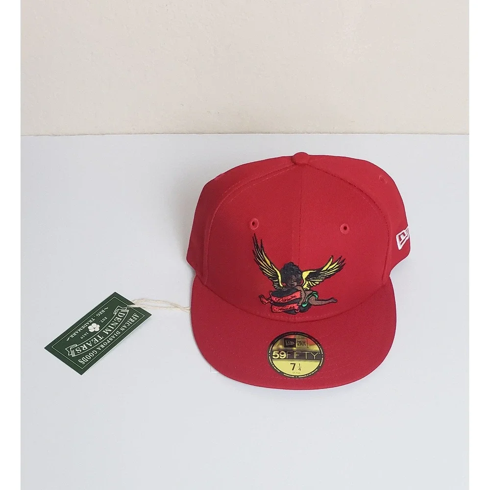 New Era Denim Tears 59FIFTY Fitted Hat Red 7 1/4 Mens Cap Streetwear Designer